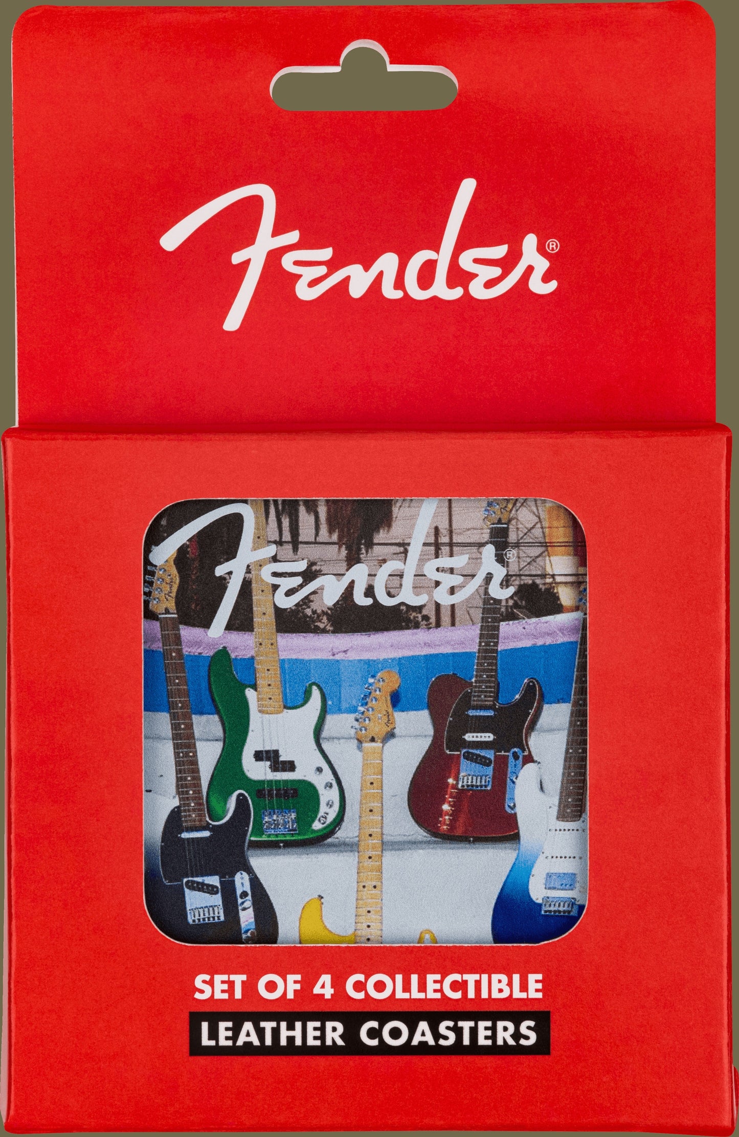 FenderTMGuitar Coaster Set, 4-Pack, Multi-Color Leather