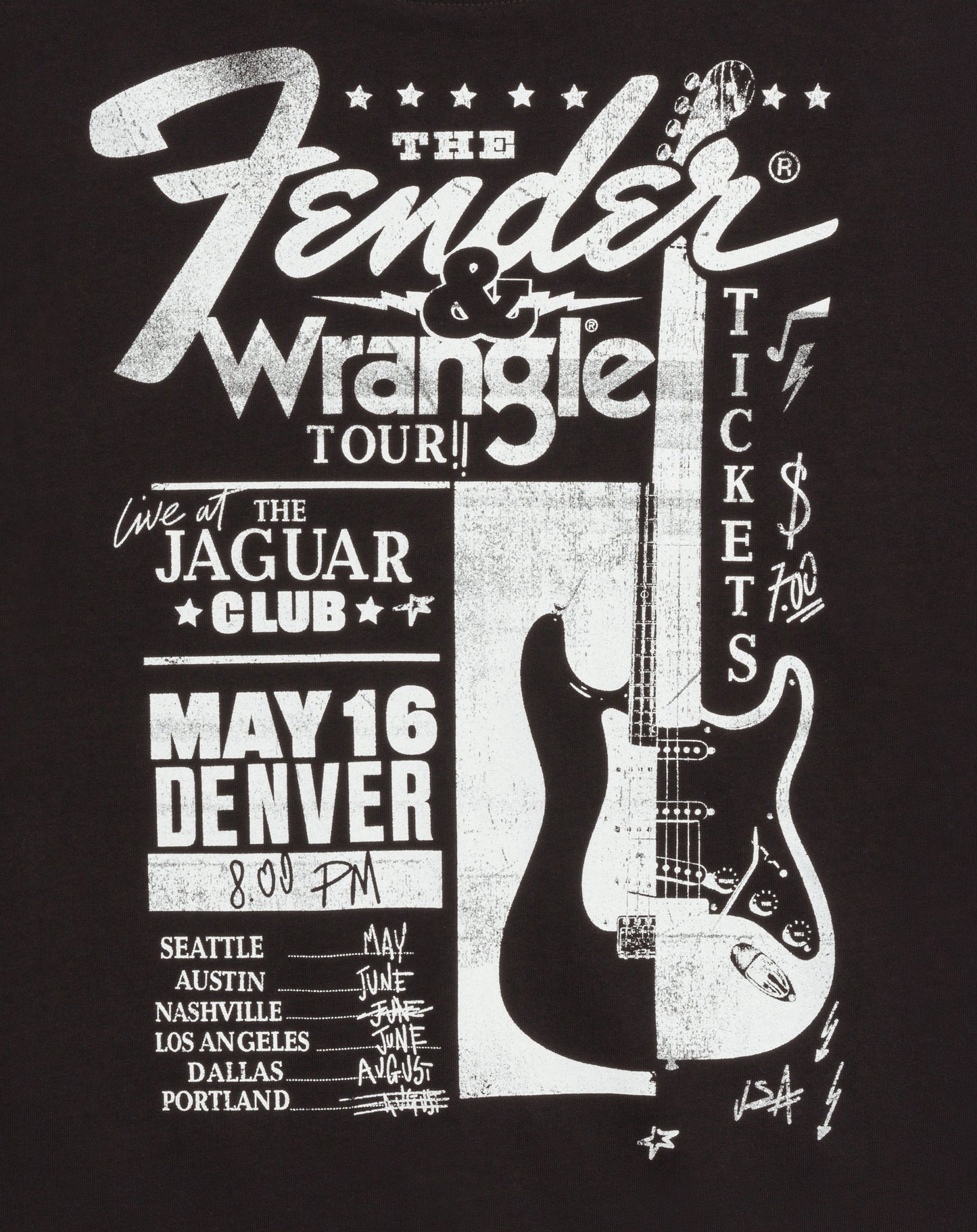 Fender® x Wrangler® Women's Oversized Concert Tee, Faded Black