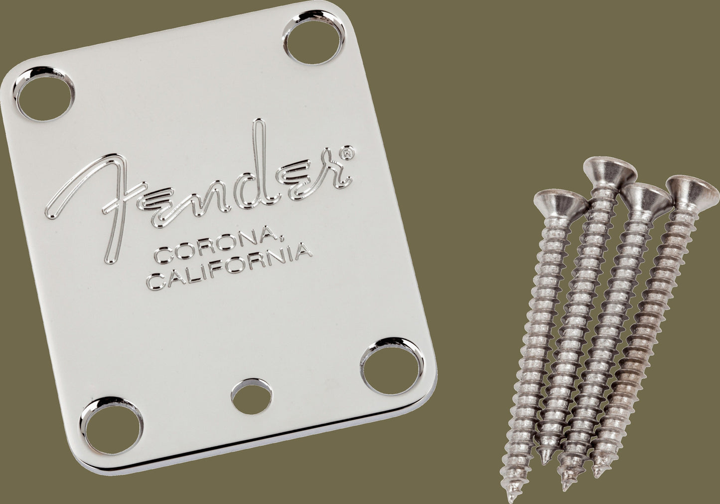 4-Bolt American Series Guitar Neck Plate with "Fender Corona" Stamp