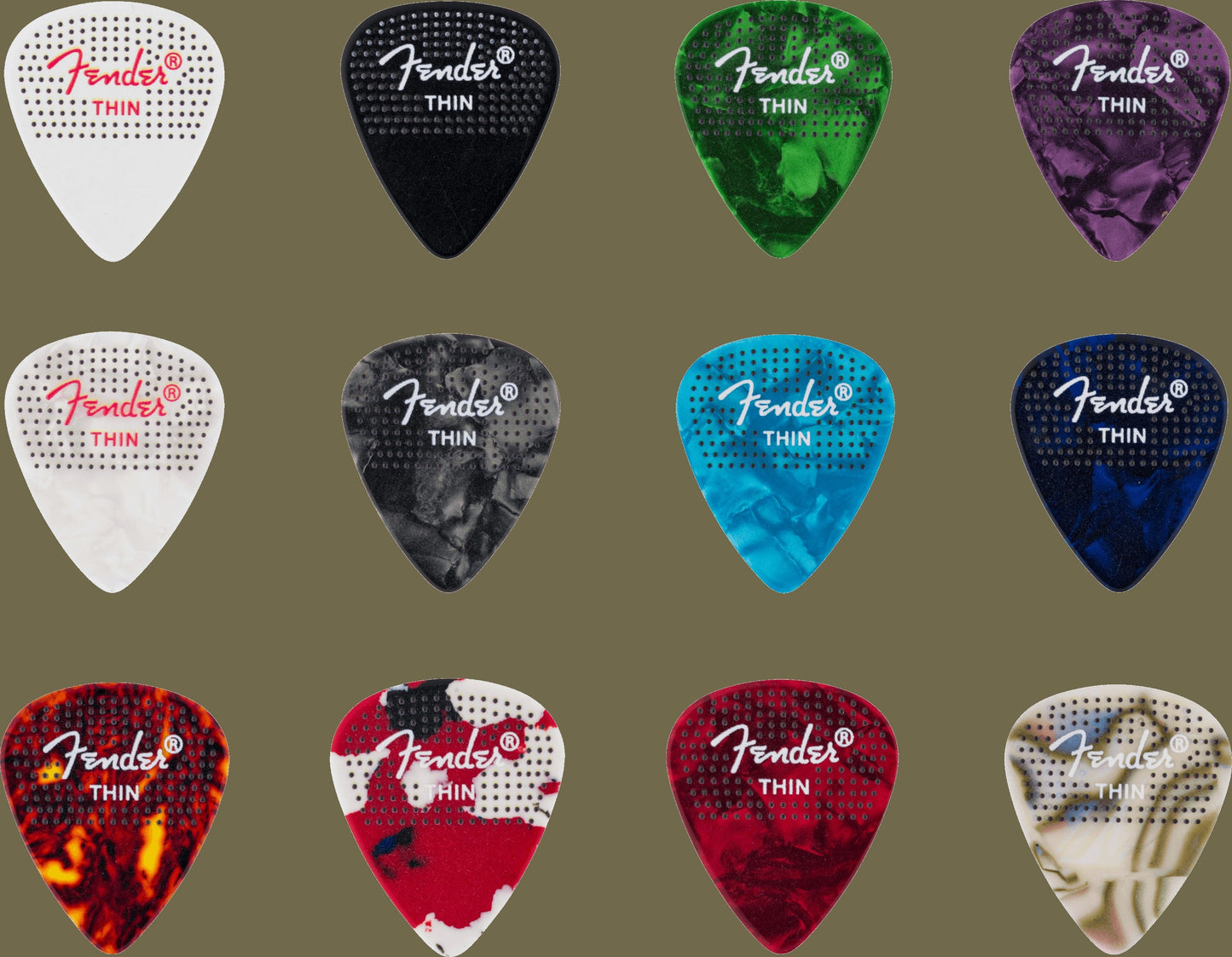 Dotted Celluloid Picks, 351 Shape - 12 Pack