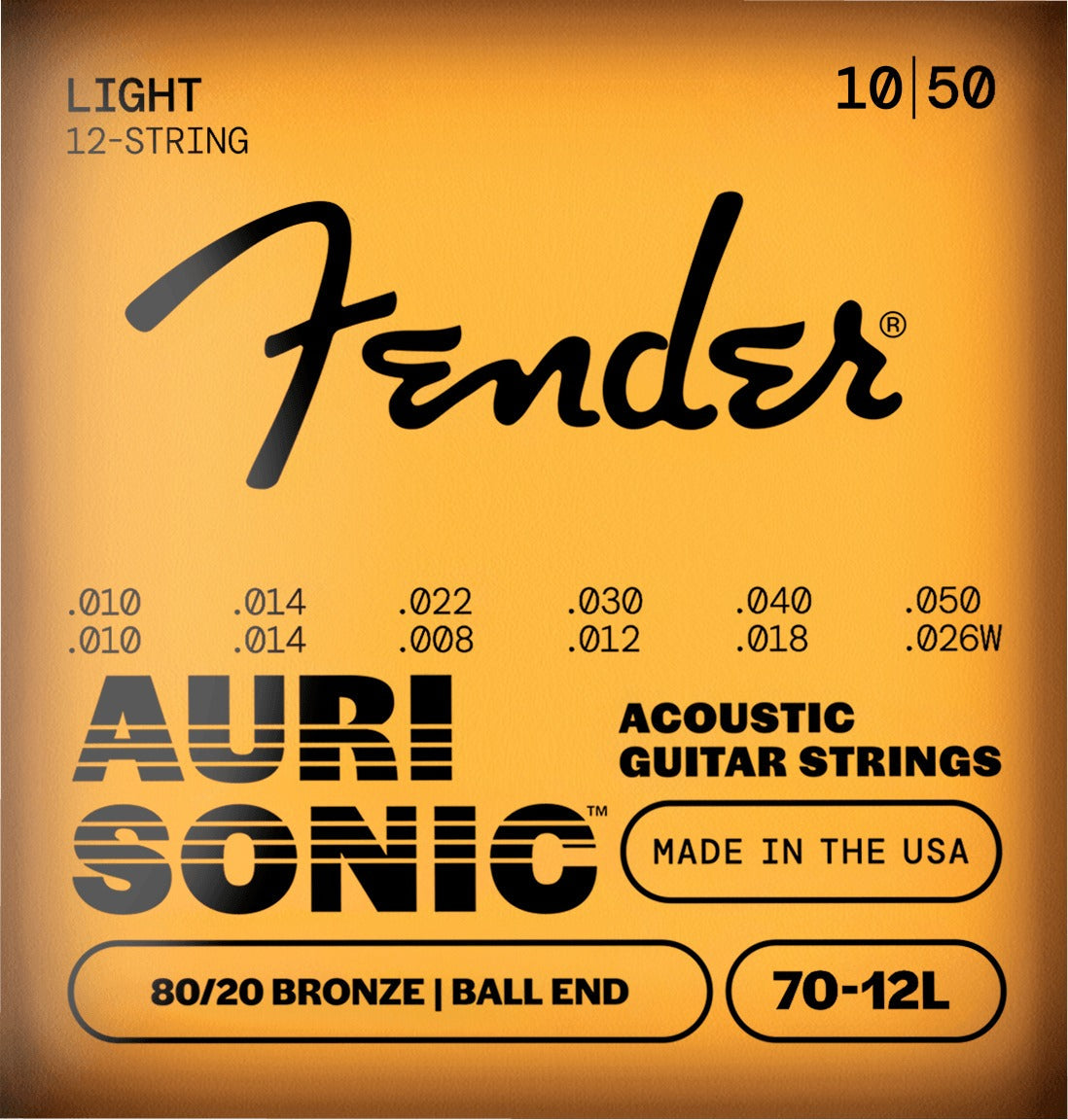AuriSonicTM 70-12L 80/20 12-String Acoustic Guitar Strings