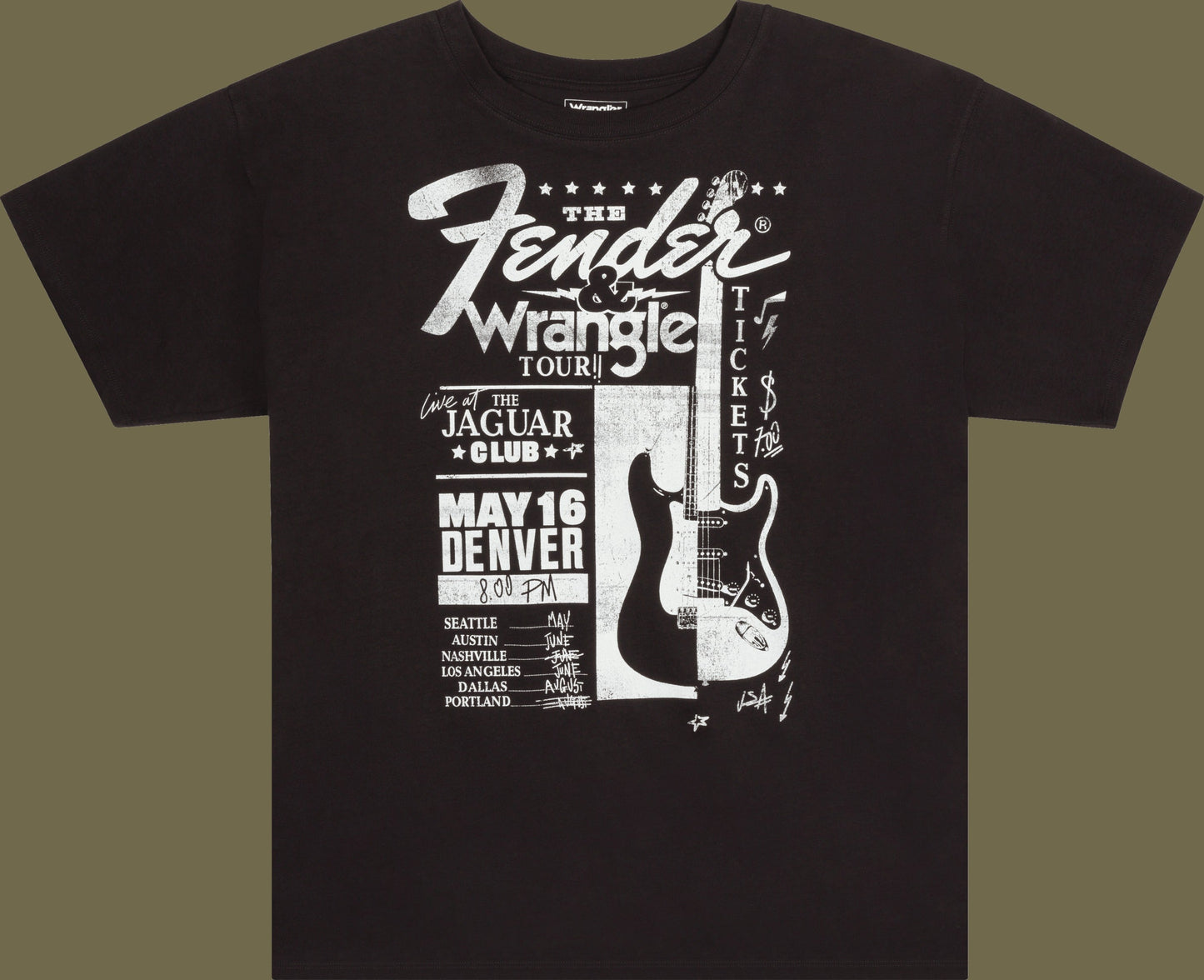Fender® x Wrangler® Women's Oversized Concert Tee, Faded Black