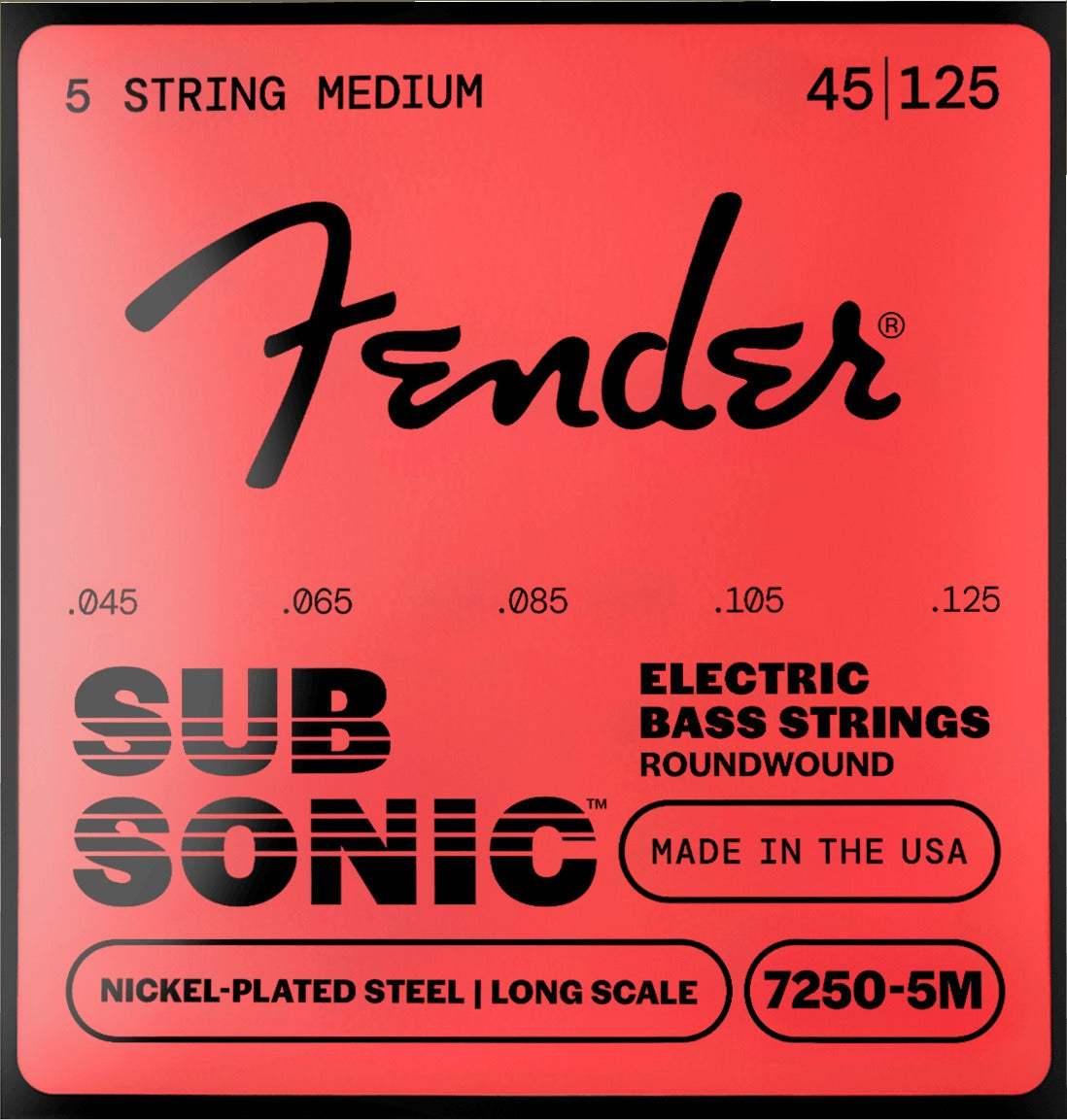 SubSonicTM 7250 Nickel-Plated Steel Bass Strings (5 String)