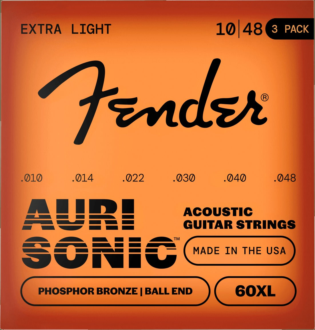AuriSonicTM 60 Phosphor Bronze Acoustic Guitar Strings (3-Pack)