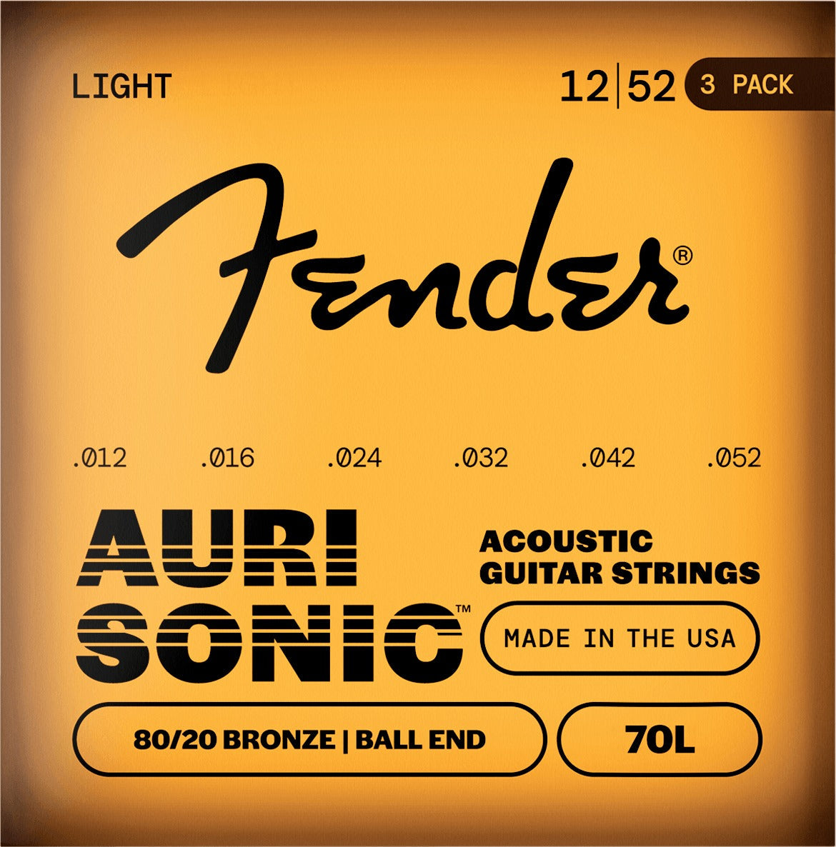 AuriSonicTM 70 80/20 Bronze Acoustic Guitar Strings (3-Pack)
