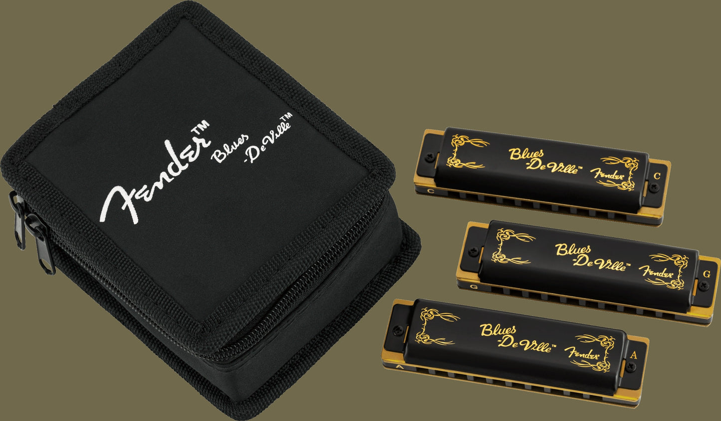 Blues DeVille Harmonicas - 3 Pack with Case