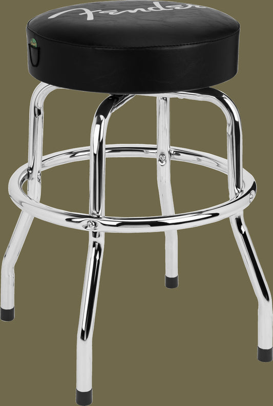 Fender® Spaghetti Logo Pick Pouch Barstool, Black and Chrome