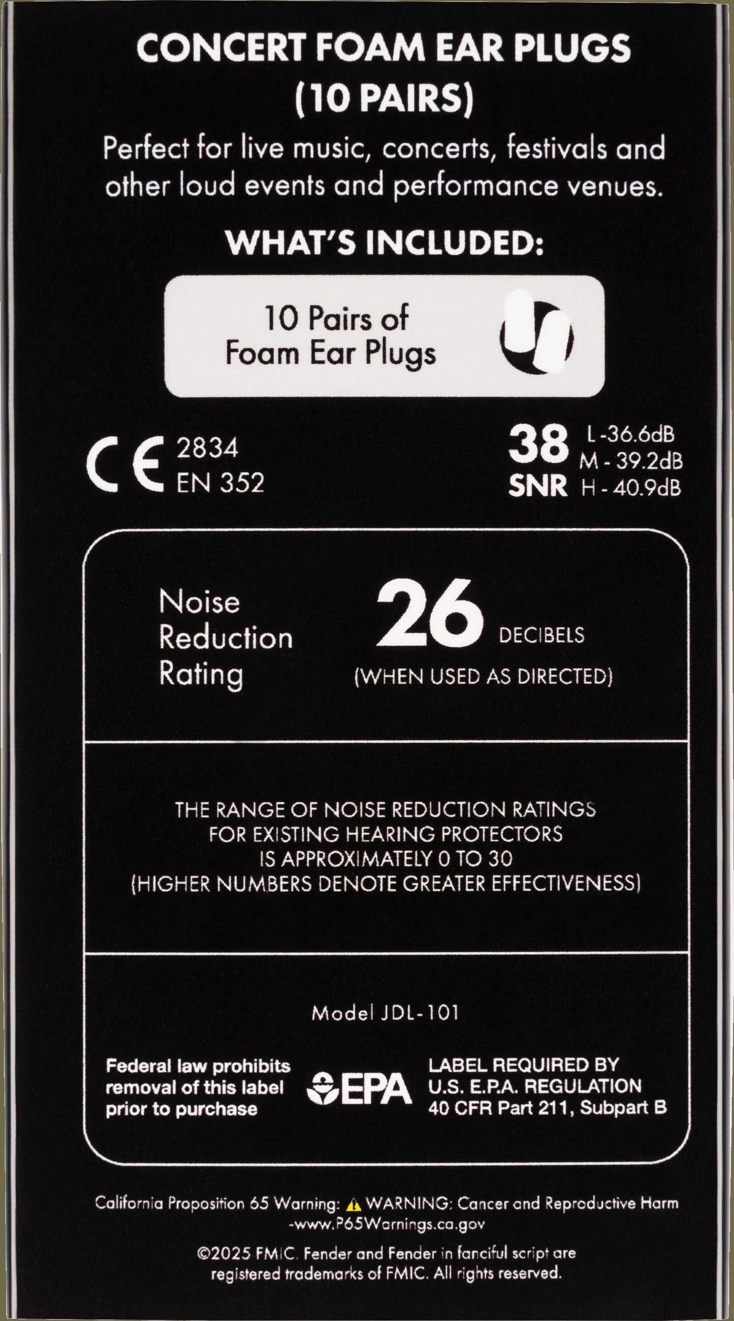 Concert Foam Ear Plugs - 10 Pairs