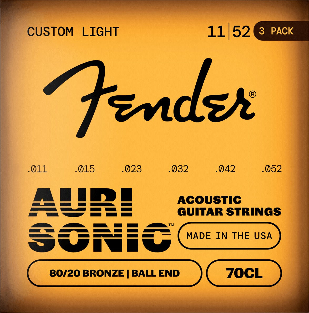 AuriSonicTM 70 80/20 Bronze Acoustic Guitar Strings (3-Pack)