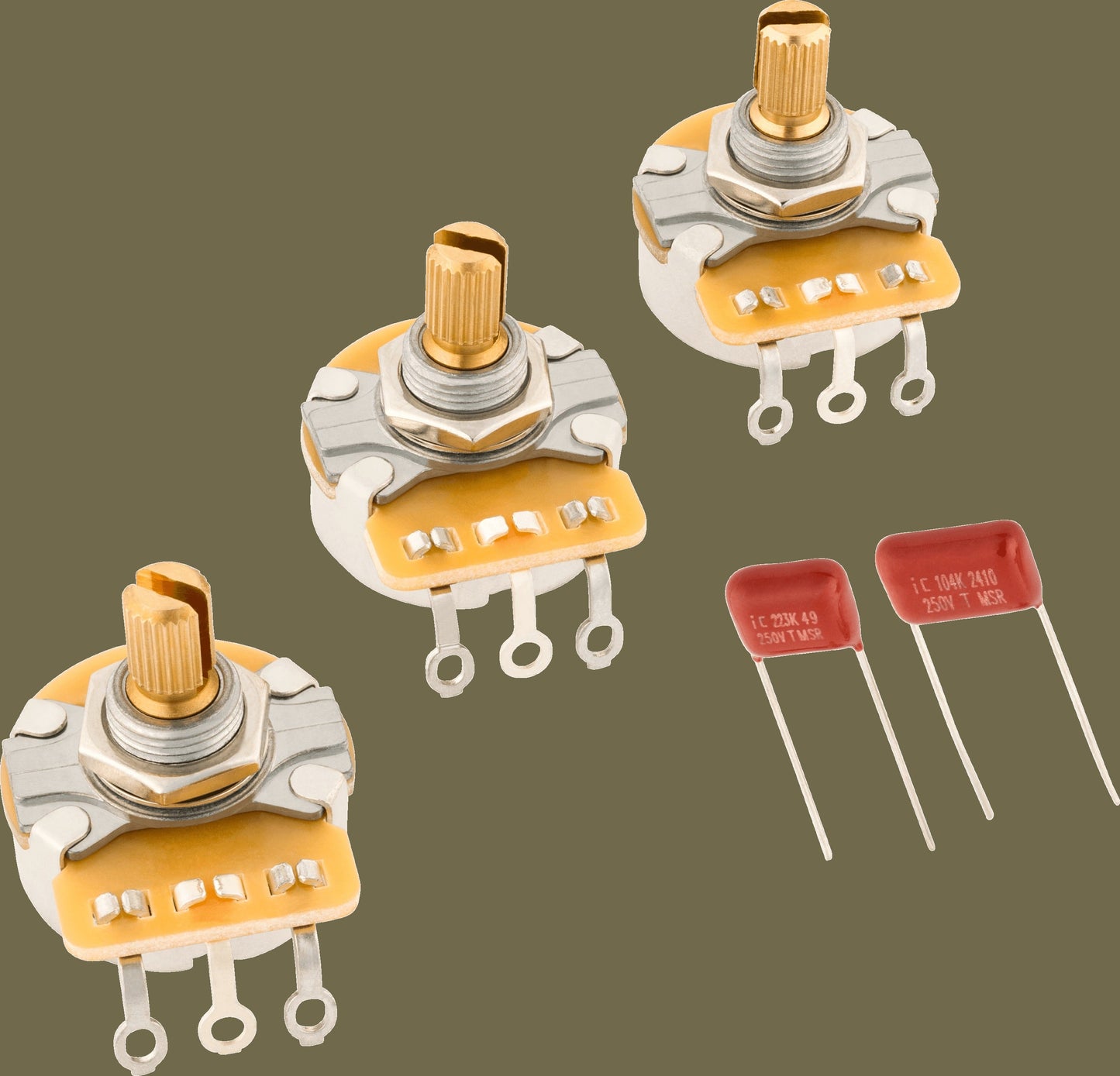 Stratocaster® Split Shaft Potentiometer and Capacitor Kit, 3-Pack