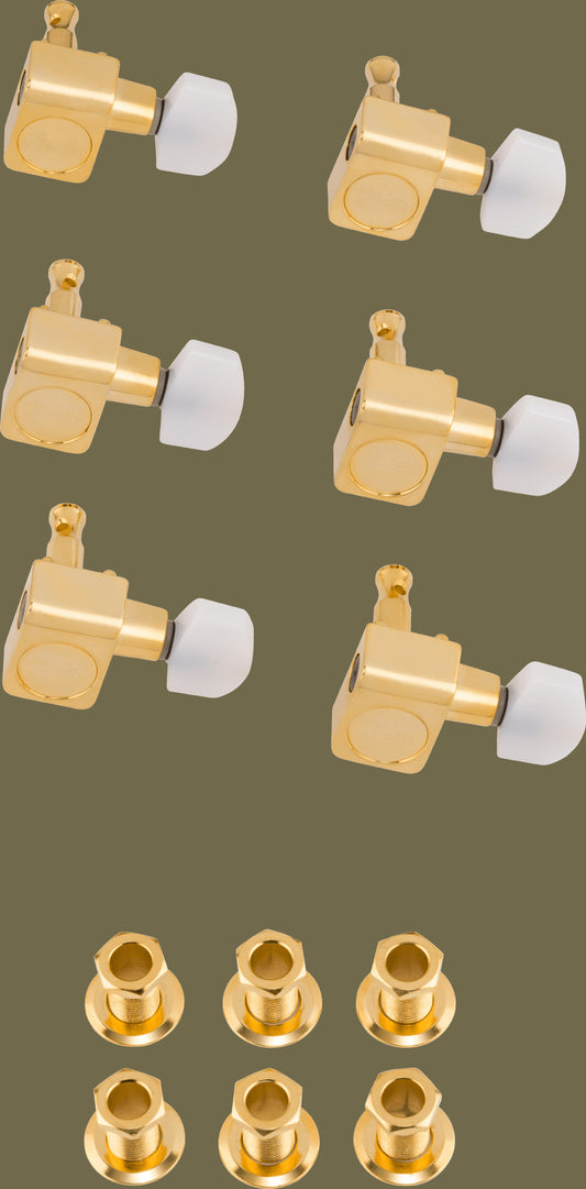 Deluxe Cast/Sealed Guitar Tuning Machines with Pearl Buttons Set