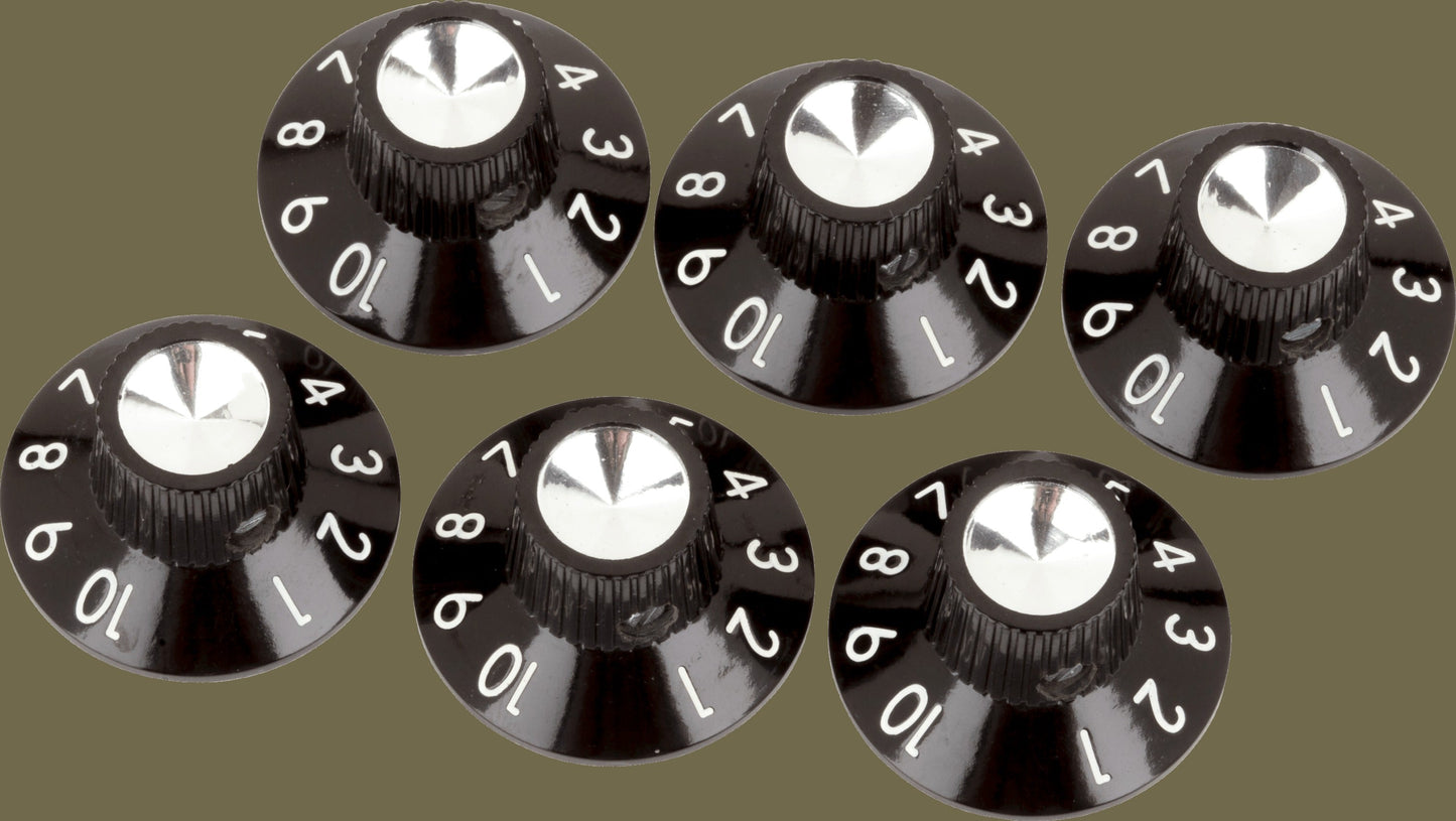 Pure Vintage Black-Silver Skirted Amplifier Knobs