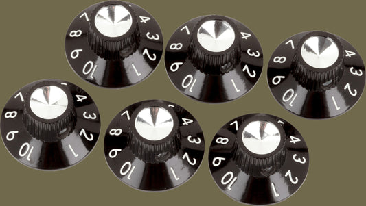Pure Vintage Black-Silver Skirted Amplifier Knobs