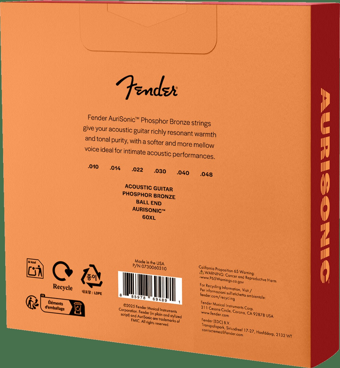 AuriSonicTM 60 Phosphor Bronze Acoustic Guitar Strings (3-Pack)