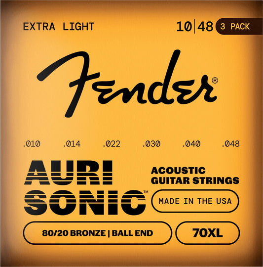 AuriSonicTM 70 80/20 Bronze Acoustic Guitar Strings (3-Pack)