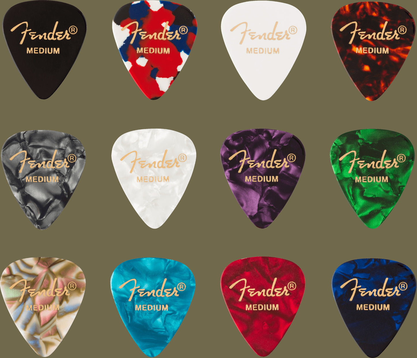 Celluloid Medley Picks, 351 Shape - 12 Pack