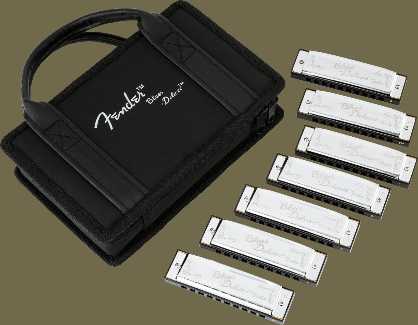 Blues Deluxe Harmonicas - 7 Pack with Case