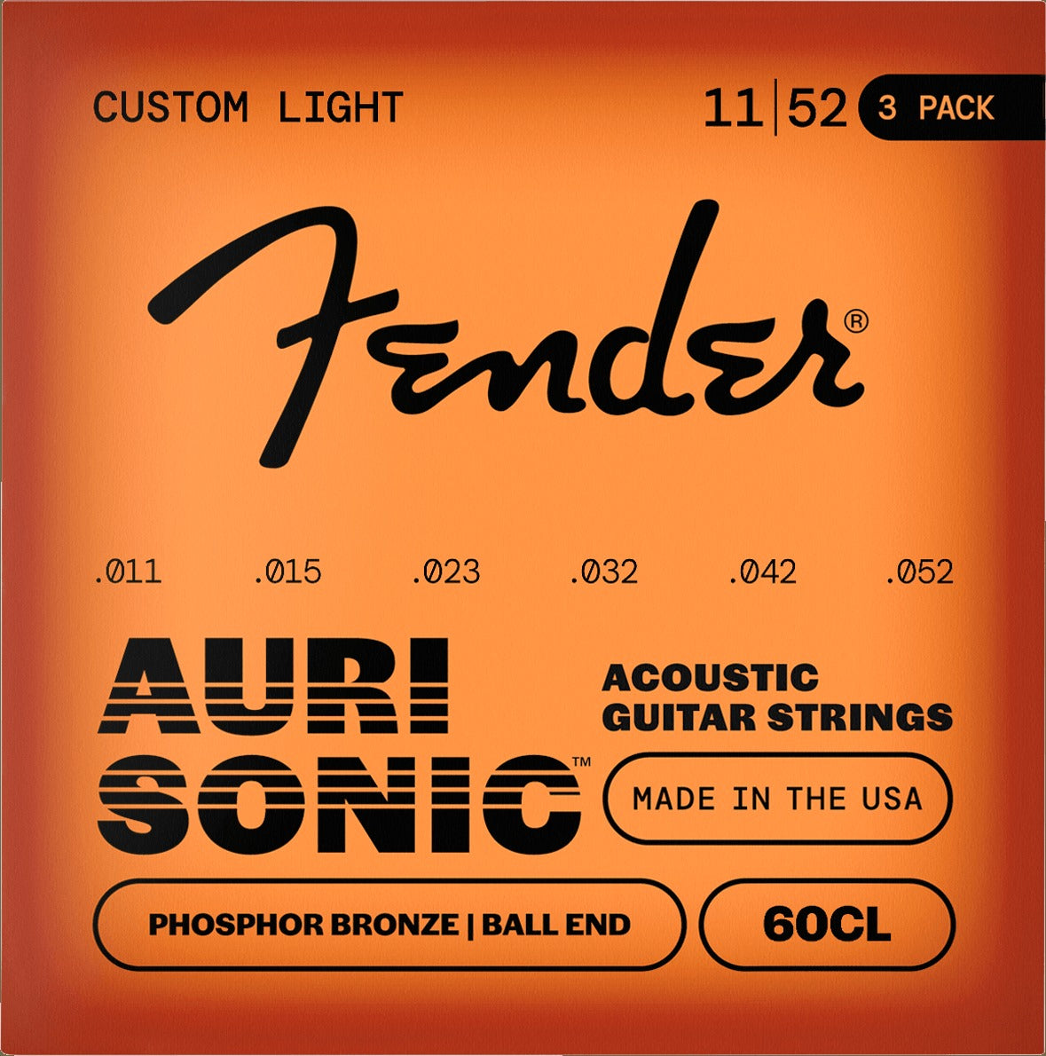 AuriSonicTM 60 Phosphor Bronze Acoustic Guitar Strings (3-Pack)