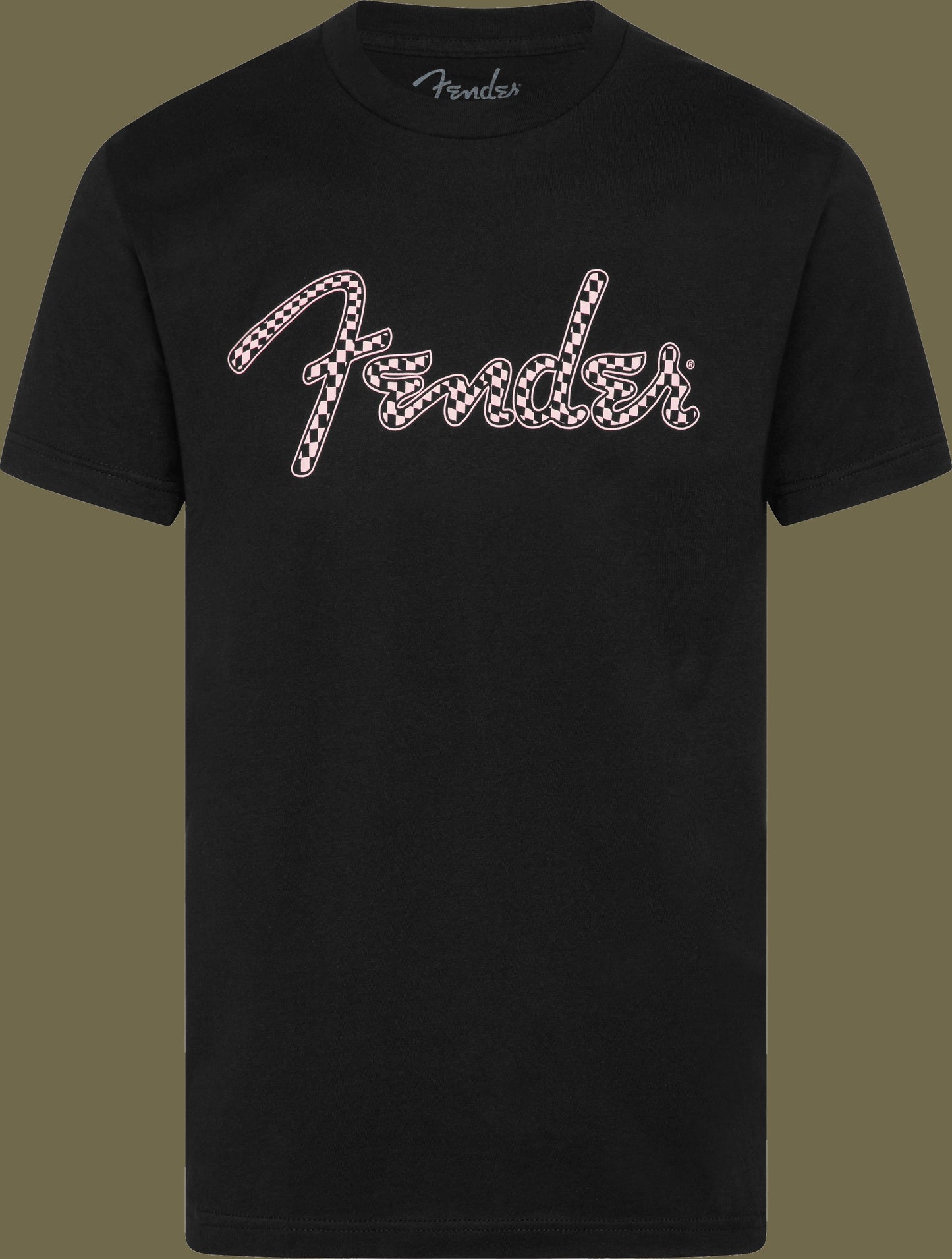 Fender® Spaghetti Logo Wavy Checker Tee, Pink Checker