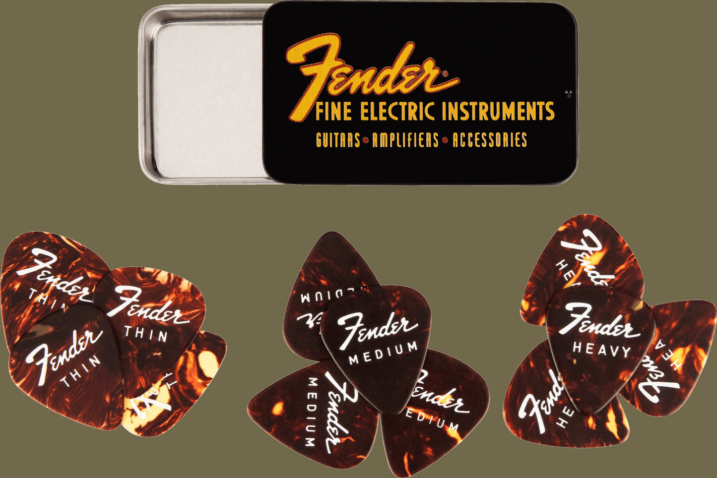Fender® Fine Electric Pick Tin - 12 Pack